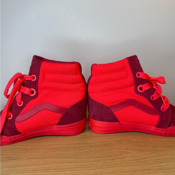 Vans Sk8-Hi Wedge Red Burgundy Suede Canvas High Top Sneakers Womens 6.5 - Picture 6 of 7